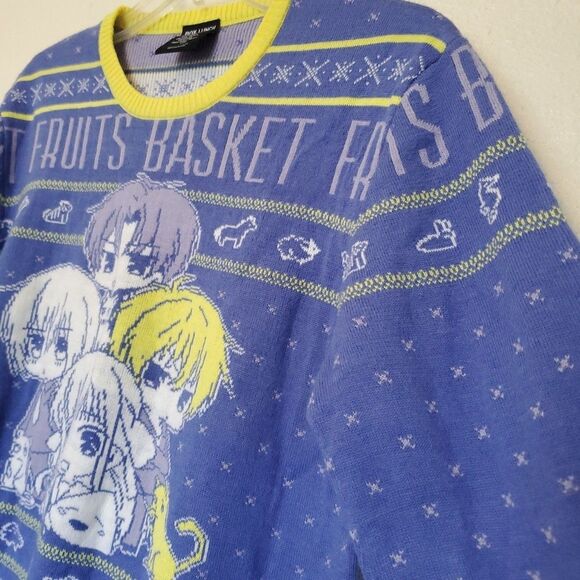 Fruits‎ Basket Large L Ugly Christmas Sweater Blue Anime Manga Boxlunch Acrylic - Picture 8 of 16
